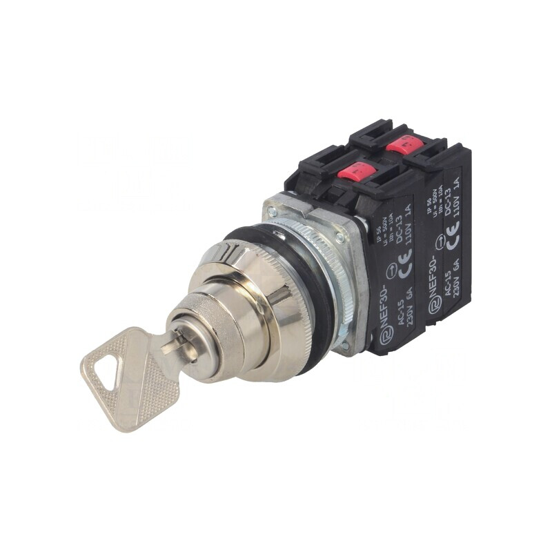 Comutator rotativ cu cheie 30mm 2NC 3NO IP56 | Electronic-mag.ro | Componente Electronice