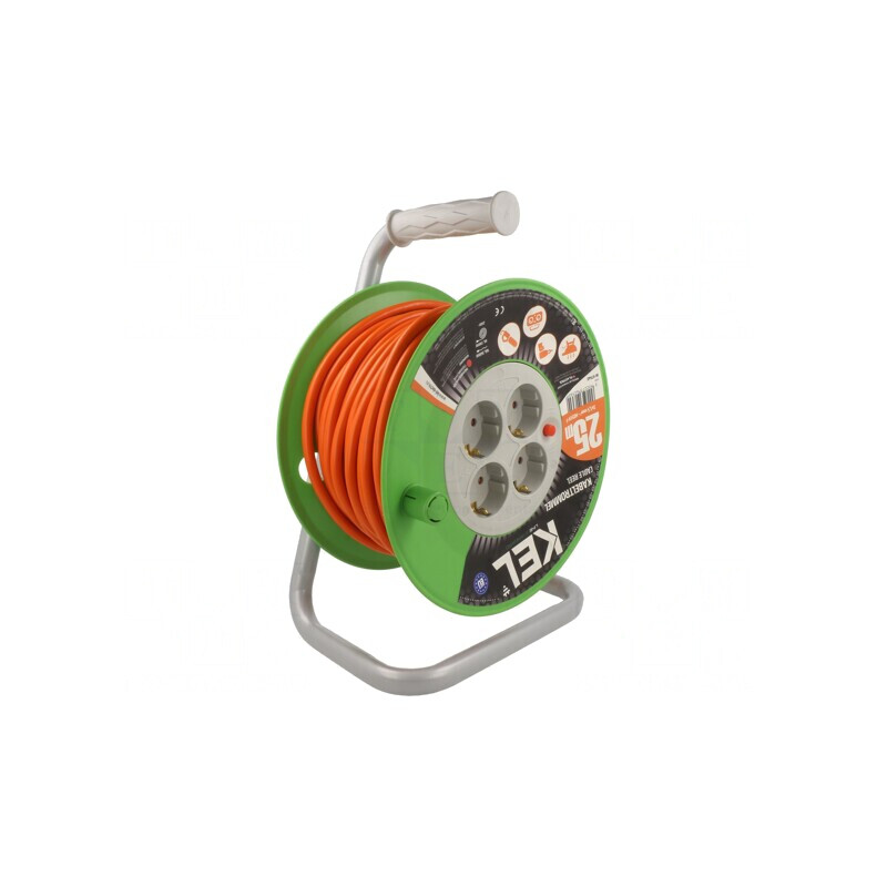 Prelungitor bobinat 25m 4 prize portocaliu | Electronic-mag.ro | Componente Electronice