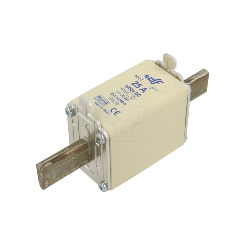 Siguranță gPV 25A 1kVDC Ceramică Argintie NH1 | Electronic-mag.ro | Componente Electronice
