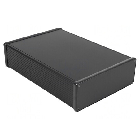 Carcasă aluminiu neagră cu panou 191x280x66mm | Electronic-mag.ro | Componente Electronice