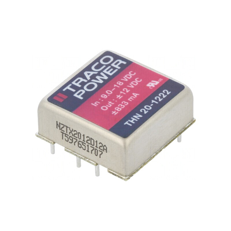 Convertor DC/DC 20W 9-18V la 12V/ -12V THN 20-1222 | Electronic-mag.ro | Componente Electronice