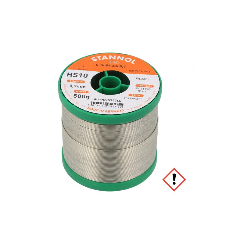 Sârmă de lipit fără plumb Sn99,3Cu0,7 700um 0,5kg bobină | Electronic-mag.ro | Componente Electronice