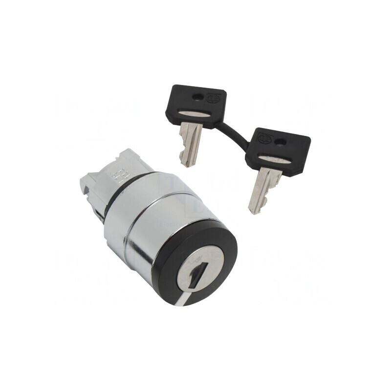Comutator rotativ cu cheie 22mm negru 2 poziții | Electronic-mag.ro | Componente Electronice