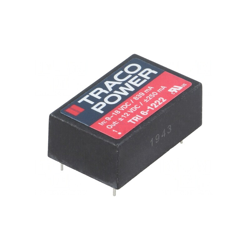 Convertor DC/DC 6W 9-18V la 12V/-12V DIP24 TRI 6-1222 | Electronic-mag.ro | Componente Electronice