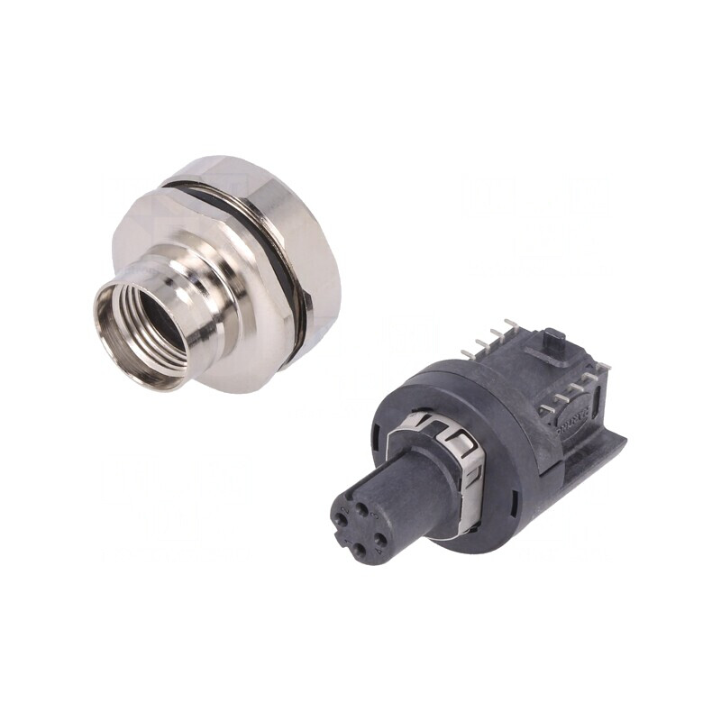 Soclu M12 4-Pin Mamă Ethernet SMT IP65/IP67 | Electronic-mag.ro | Componente Electronice