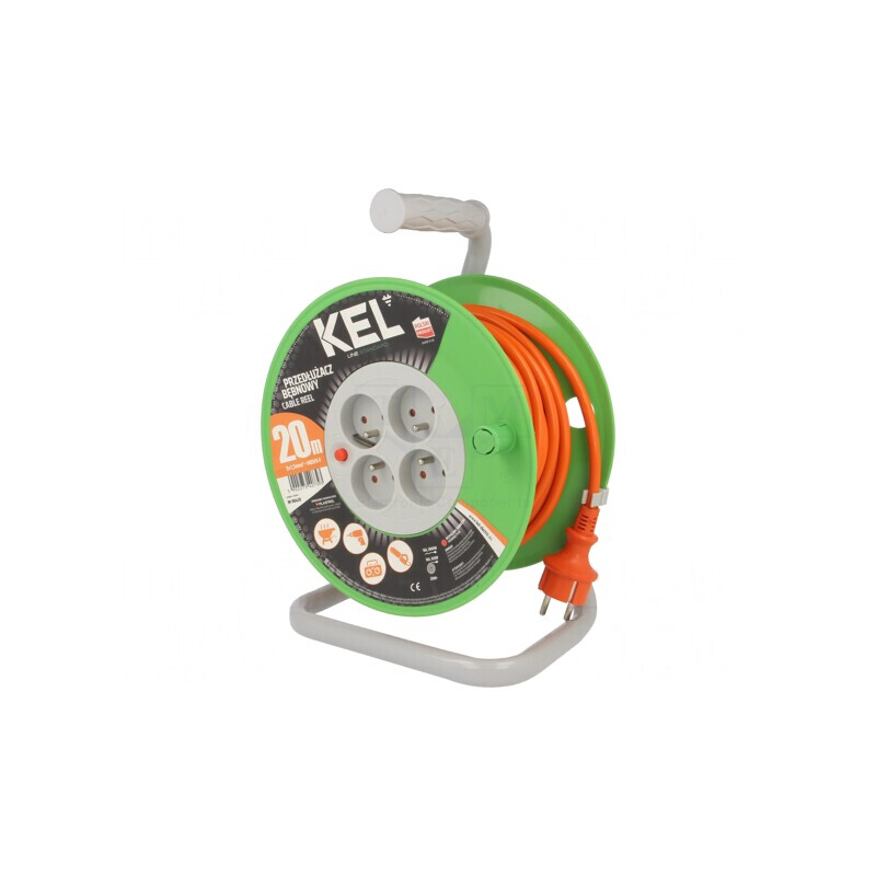 Prelungitor Bobinat 20m, 4 Prize, PVC Portocaliu | Electronic-mag.ro | Componente Electronice