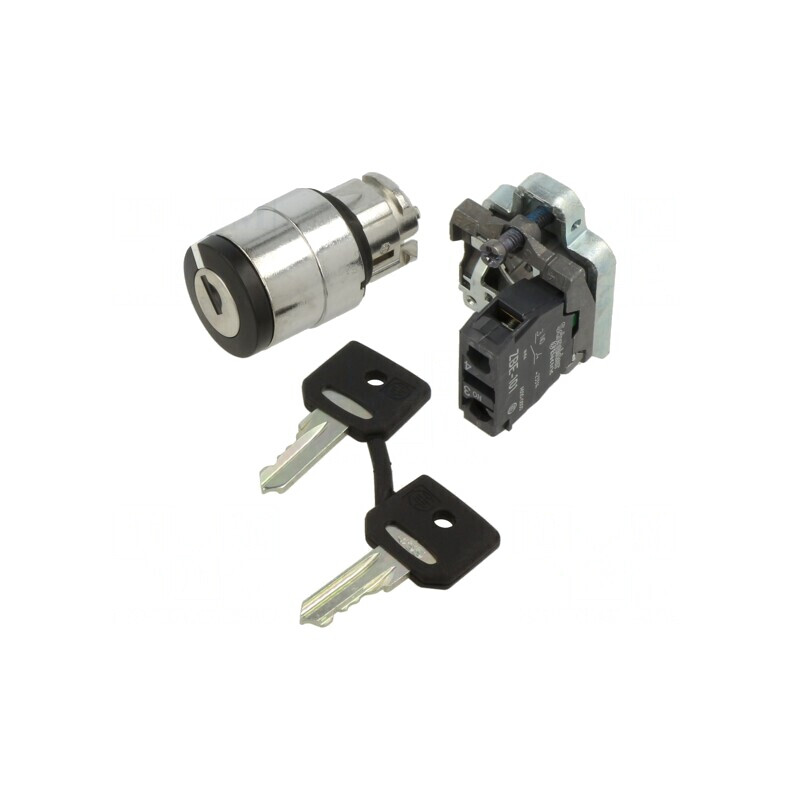 Comutator rotativ cu cheie 22mm 2 NO negru XB4BG21 | Electronic-mag.ro | Componente Electronice