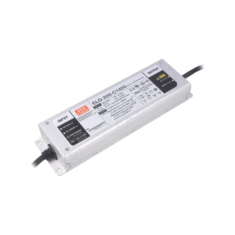 Alimentator LED 198.8W 71-142VDC 1400mA IP67 ELG-200-C1400 | Electronic-mag.ro | Componente Electronice