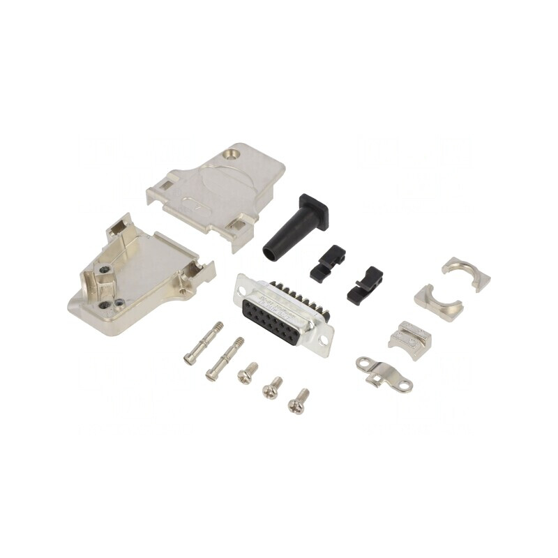 Conector D-Sub 15-Pini Mamă Unghi 45° Terminal cu Șurub pe Cablu | Electronic-mag.ro | Componente Electronice