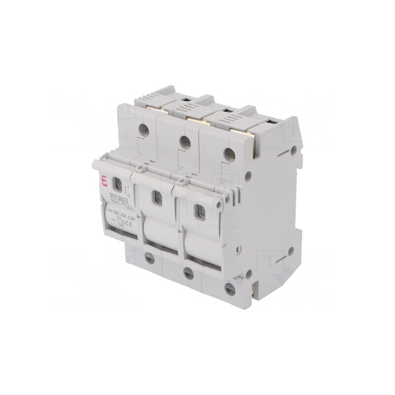 Separator cu Fuzibil D02 63A 400VAC 3 Poli pentru Șină DIN | Electronic-mag.ro | Componente Electronice