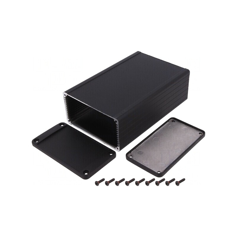 Carcasă aluminiu neagră IP54 104x160x55mm | Electronic-mag.ro | Componente Electronice