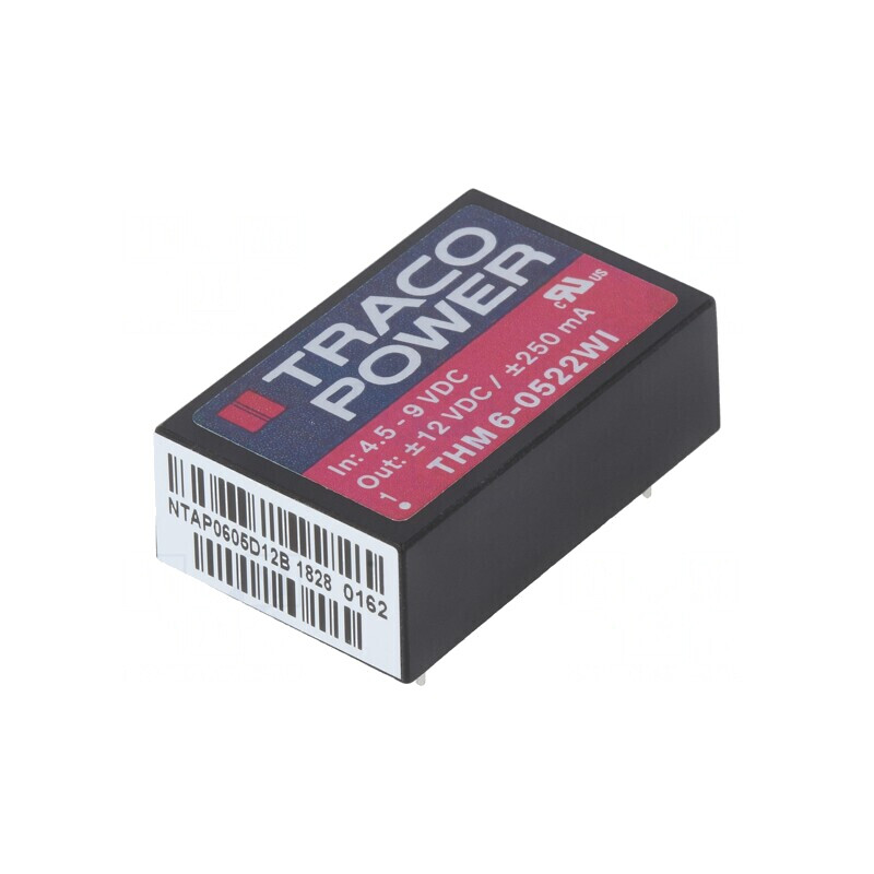 Convertor DC/DC 6W 4.5-9V la 12V/-12V THM 6-0522WI | Electronic-mag.ro | Componente Electronice