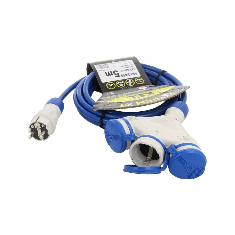 Prelungitor Alimentare 3 Prize Albastru 5m 16A | Electronic-mag.ro | Componente Electronice