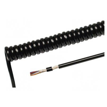 Cablu spiralat 4x0,14mm2 PUR negru 1m 300V | Electronic-mag.ro | Componente Electronice