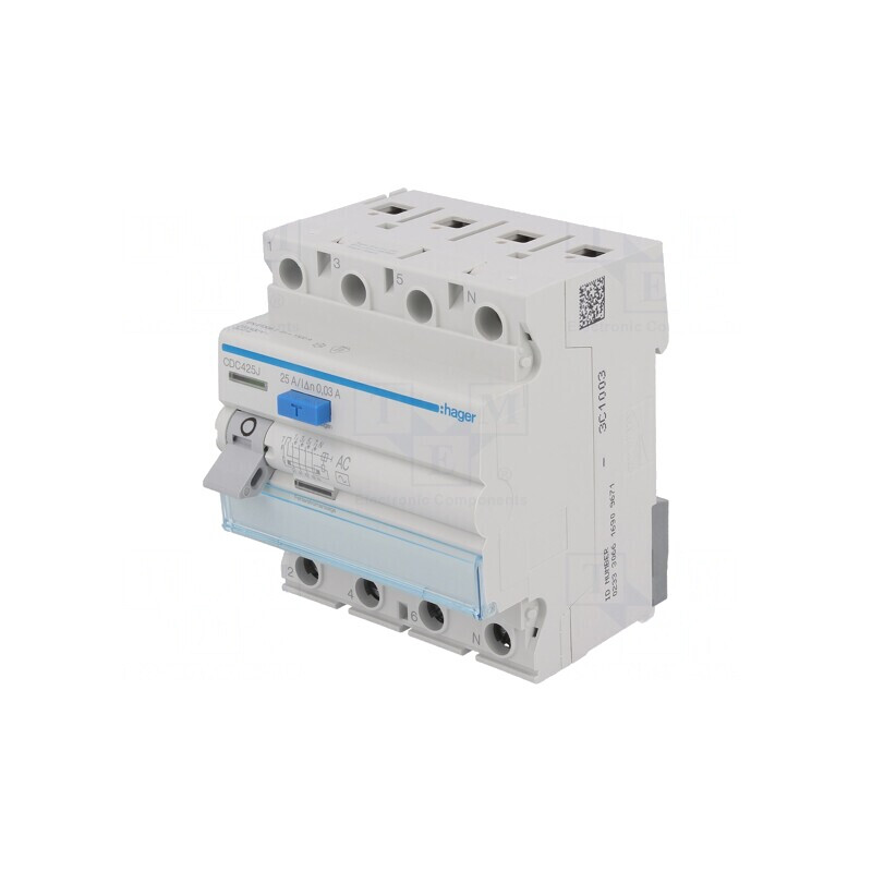 Întrerupător Diferenţial 25A 30mA 3P+N IP20 | Electronic-mag.ro | Componente Electronice