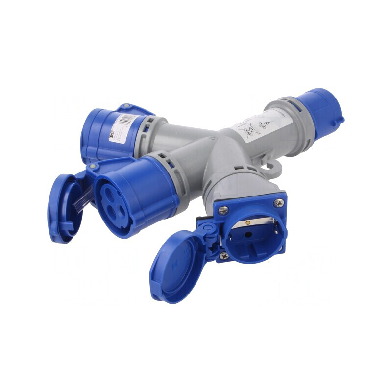 Conector Alimentare AC Splitter Tată/Mamă 16A 230V IP44 | Electronic-mag.ro | Componente Electronice