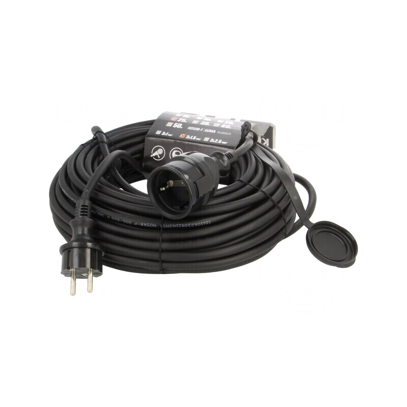 Prelungitor alimentare negru 25m 16A | Electronic-mag.ro | Componente Electronice