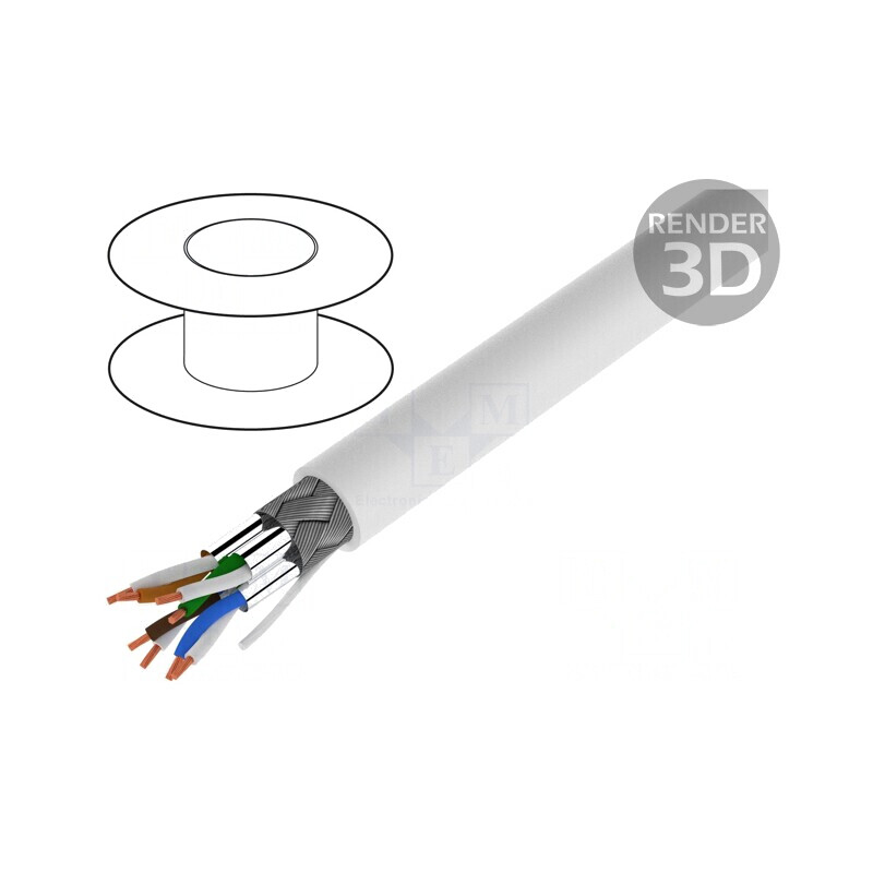 Cablu Ethernet S/FTP Cat 7 Industrial 50m Alb LSZH | Electronic-mag.ro | Componente Electronice