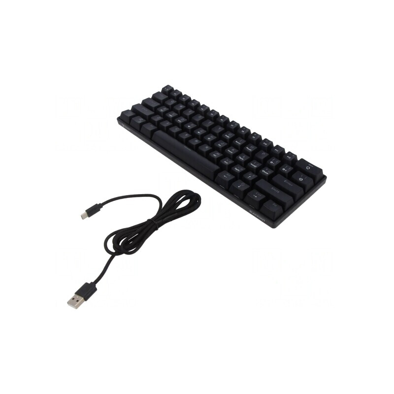 Tastatură Neagră USB-C cu Cablul US Layout 1,8m | Electronic-mag.ro | Componente Electronice