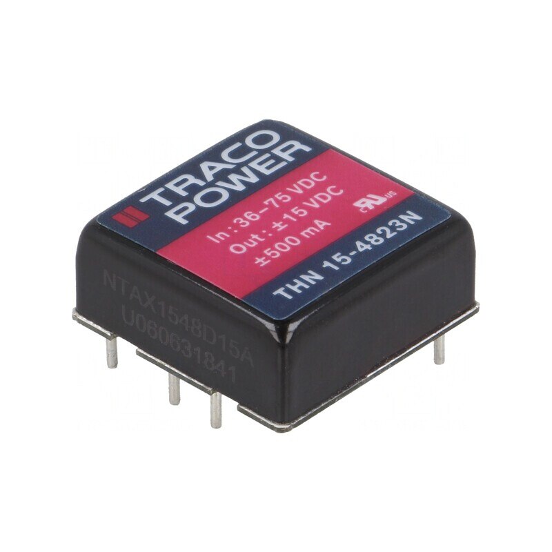 Convertor DC/DC 15W 36-75V la 15V/-15V THN 15-4823N | Electronic-mag.ro | Componente Electronice