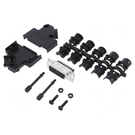 Conector D-Sub 15 Pin Mamă în Unghi 45° cu Şuruburi pe Cablu | Electronic-mag.ro | Componente Electronice