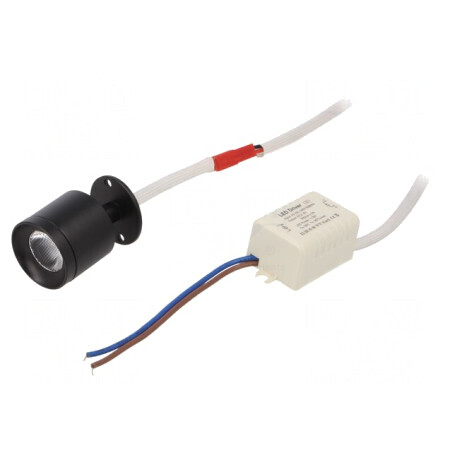 Spotlight LED 1W 4000K IP20 Negru | Electronic-mag.ro | Componente Electronice