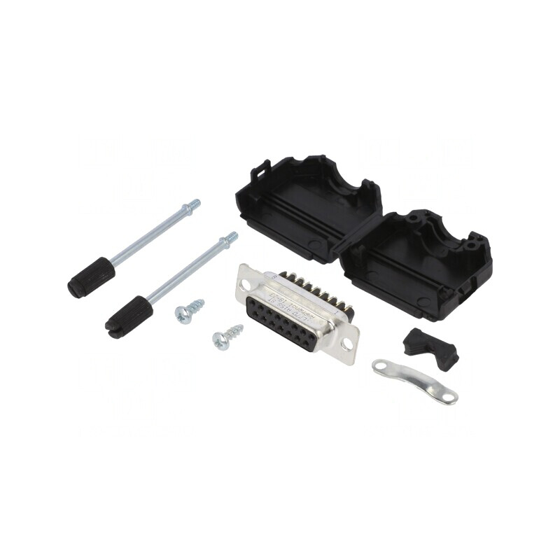 Conector D-Sub 15-Pin Mamă Drept cu Terminal Șurub pe Cablu | Electronic-mag.ro | Componente Electronice