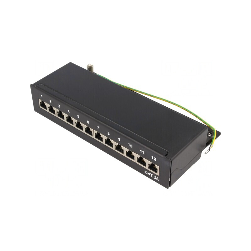 Patch Panel RJ45 Cat6a Negru 12 Porturi Mural IDC | Electronic-mag.ro | Componente Electronice Patch Panel RJ45 Cat6a Negru 12 Porturi Mural IDC | Electronic-mag.ro | Componente Electronice