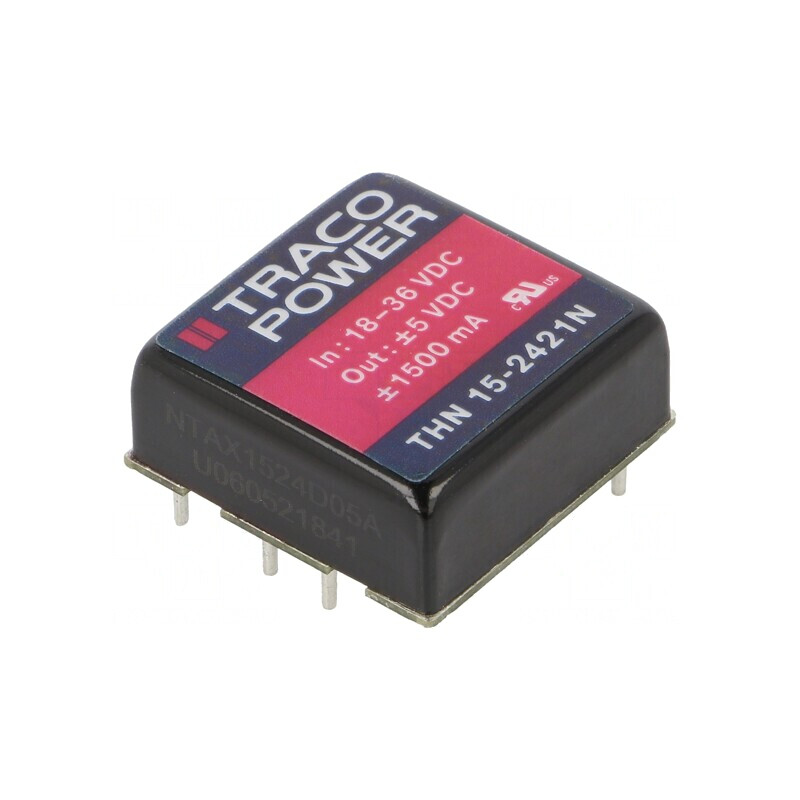 Convertor DC/DC 15W 18-36V la 5V/-5V 1x1 THN 15-2421N | Electronic-mag.ro | Componente Electronice