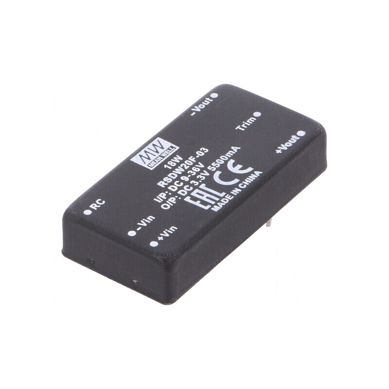 Convertor DC/DC 20W 9-36V la 3,3V 5500mA THT | Electronic-mag.ro | Componente Electronice
