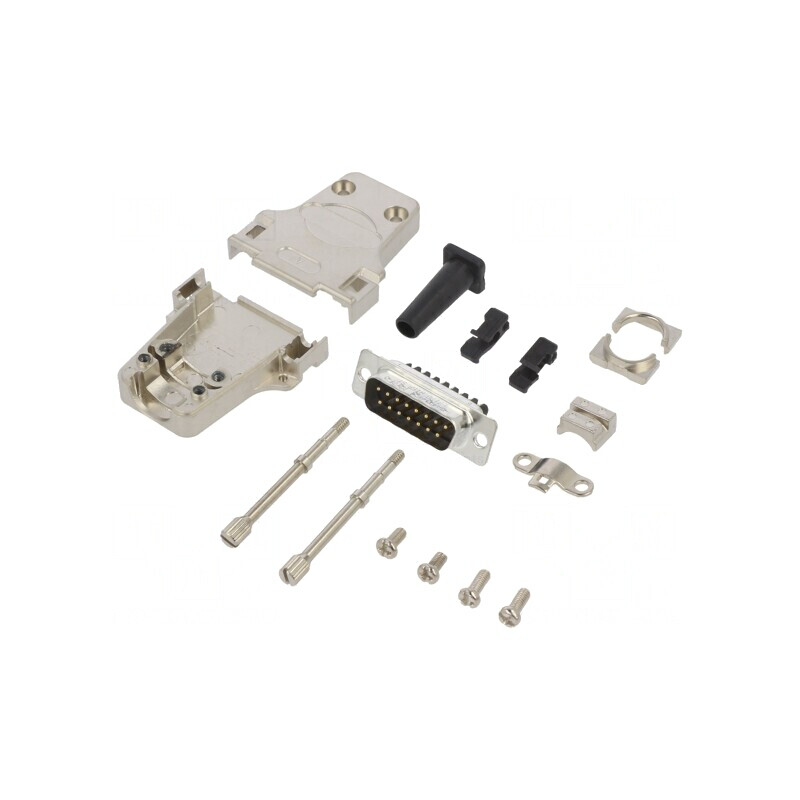 Conector D-Sub 15-Pin Tată Drept pentru Cablu cu Terminal Șurub | Electronic-mag.ro | Componente Electronice
