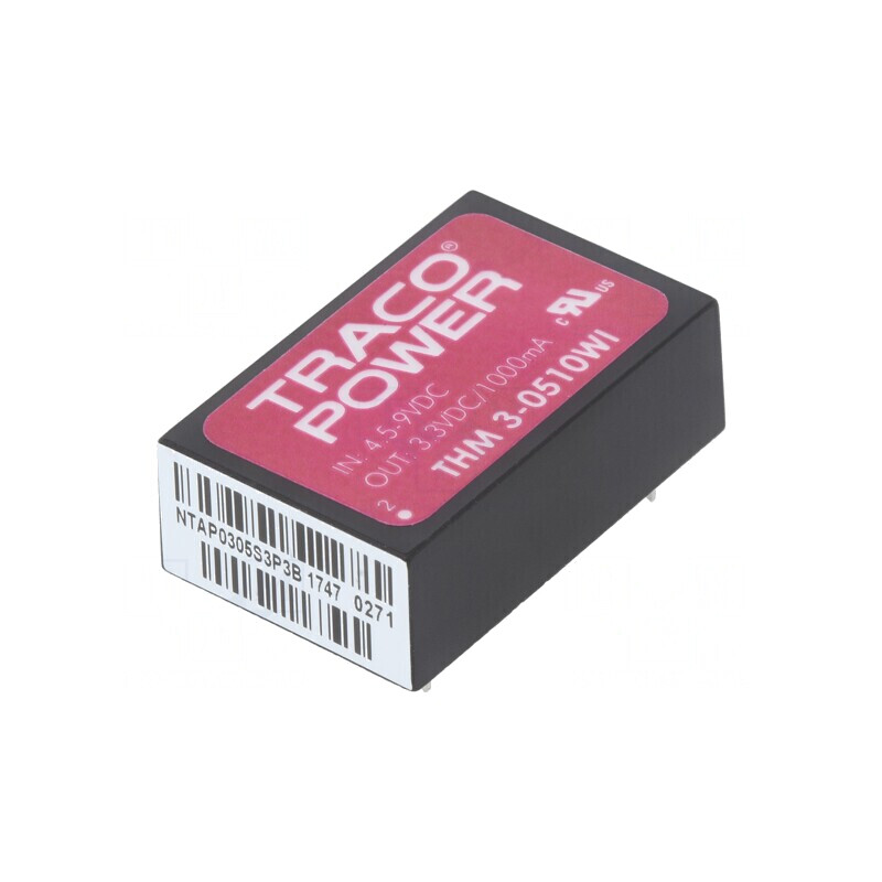 Convertor DC/DC 3W 4.5-9V la 3.3V 1000mA THM 3-0510WI | Electronic-mag.ro | Componente Electronice