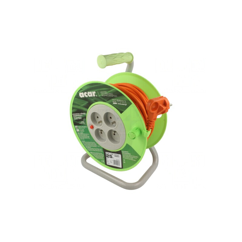 Prelungitor Bobinat cu 4 Prize PVC Portocaliu 3x1mm2 | Electronic-mag.ro | Componente Electronice