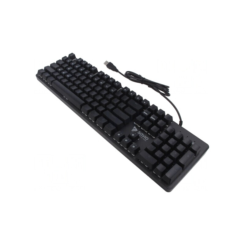 Tastatură USB A Neagră/Albastră cu Cablu și Layout US 1,8m | Electronic-mag.ro | Componente Electronice