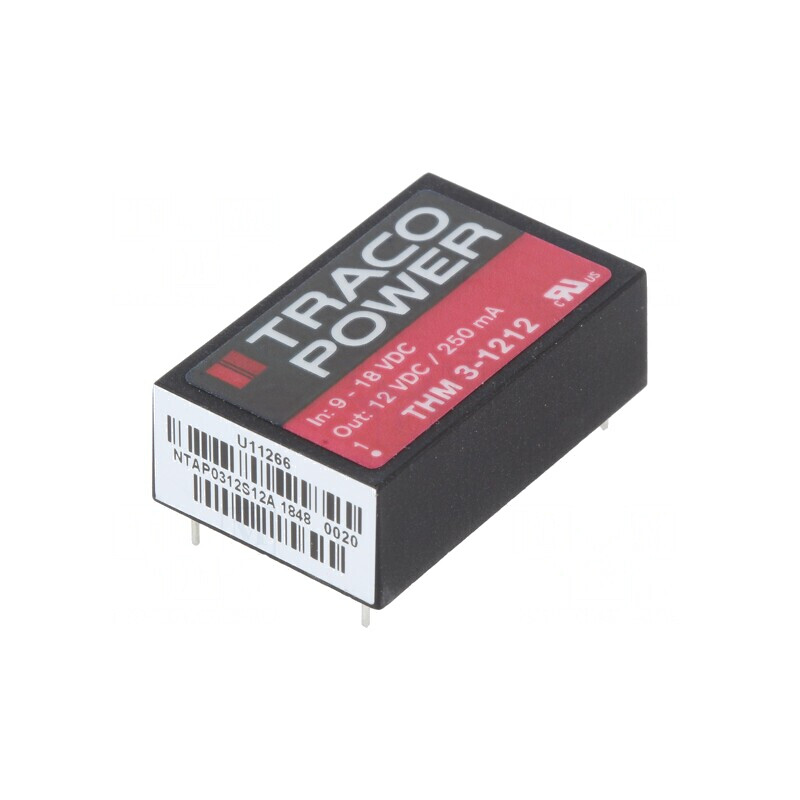 Convertor DC/DC 3W 9-18V la 12V 250mA DIP24 THM 3-1212 | Electronic-mag.ro | Componente Electronice