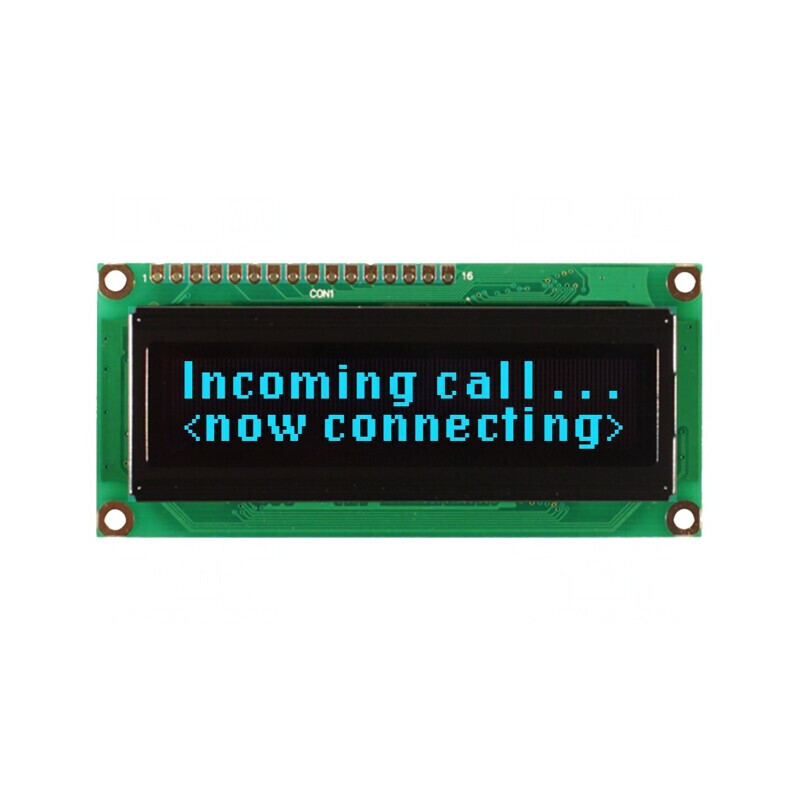 Afișaj OLED Alfanumeric 16x2 80x36x10mm Albastru 16 PIN-uri | Electronic-mag.ro | Componente Electronice