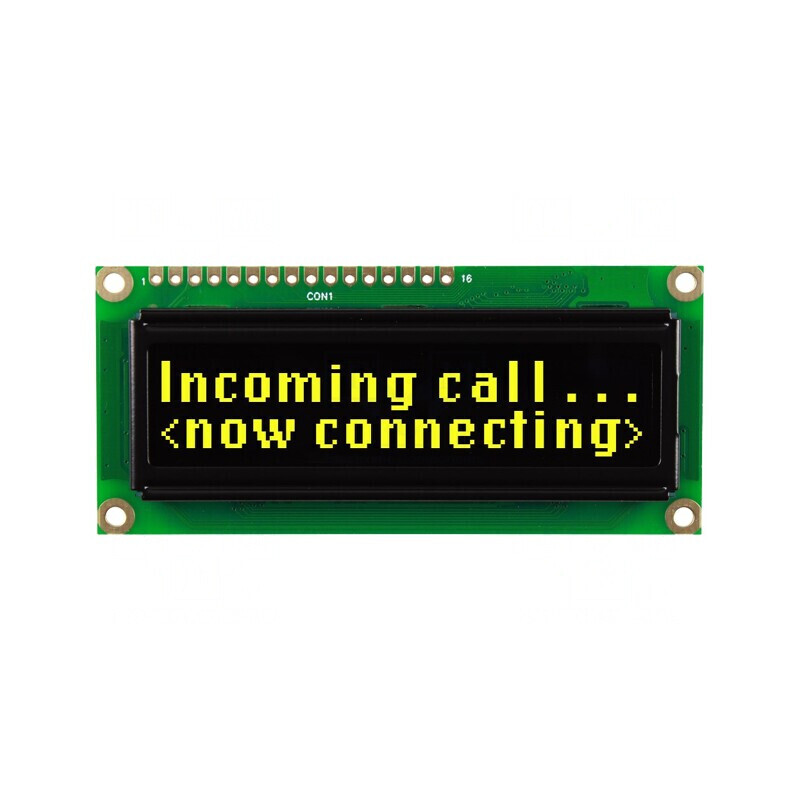 Display OLED Alfanumeric 16x2 Galben 80x36x10mm 16 PIN-uri | Electronic-mag.ro | Componente Electronice