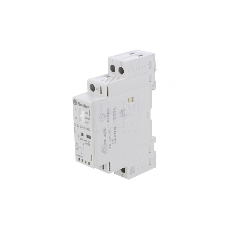 Contactor 2-polar 25A 12V NO IP20 | Electronic-mag.ro | Componente Electronice