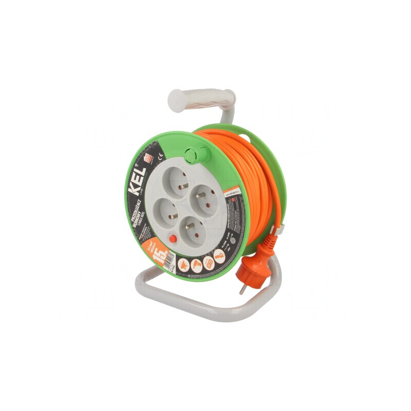 Prelungitor Bobinat cu 4 Prize PVC Portocaliu 3x1mm2 | Electronic-mag.ro | Componente Electronice