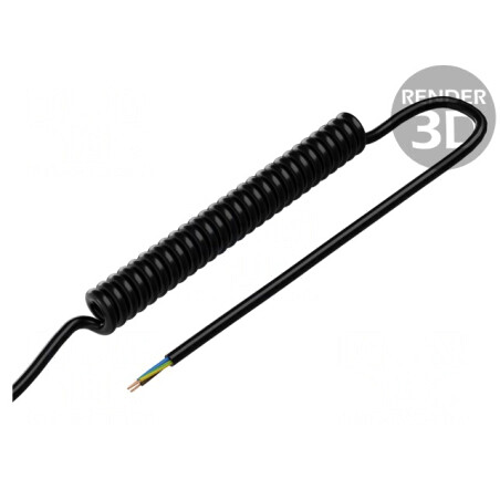Cablu spiralat 3G1mm2 neecranat PUR negru 1m 3,5m | Electronic-mag.ro | Componente Electronice