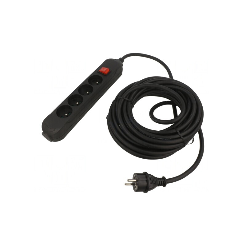 Prelungitor alimentare 4 prize negru 10m 16A | Electronic-mag.ro | Componente Electronice