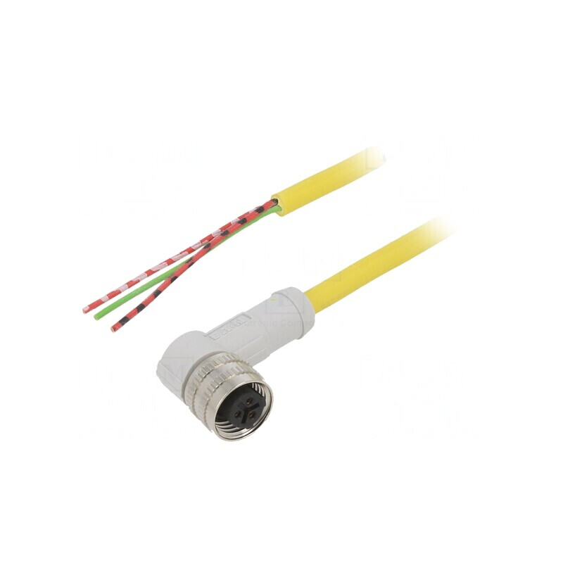 Cablu de conectare M12 3 PIN 5m unghi IP67 | Electronic-mag.ro | Componente Electronice