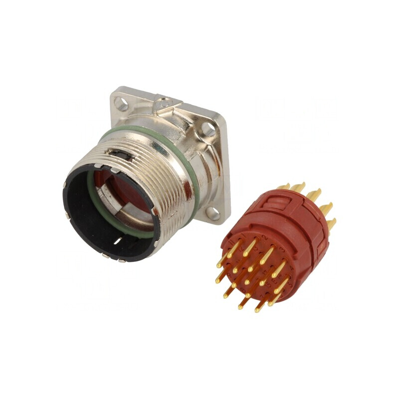 Conector M23 Soclu 17 PIN Tată Lipire Drept Aurit IP68 | Electronic-mag.ro | Componente Electronice
