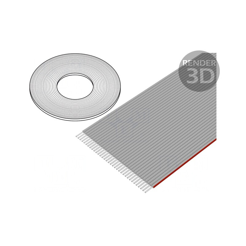 Cablu Banda 1mm Litat Neecranat PVC Gri 34x28AWG | Electronic-mag.ro | Componente Electronice