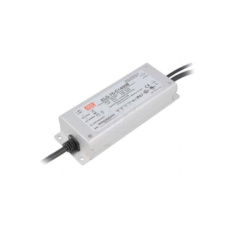 Alimentator LED 75W 27-54V 1400mA 180-295VAC ELG-75-C1400B | Electronic-mag.ro | Componente Electronice