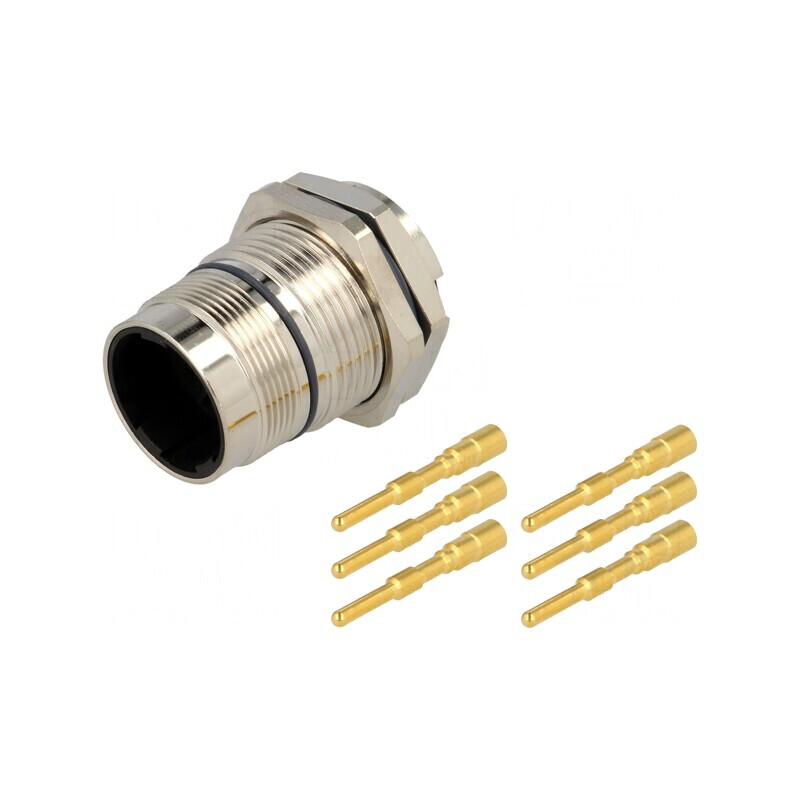 Conector M23 Soclu 6 PIN Tată Crimpat Ecranat Aurit IP67 | Electronic-mag.ro | Componente Electronice