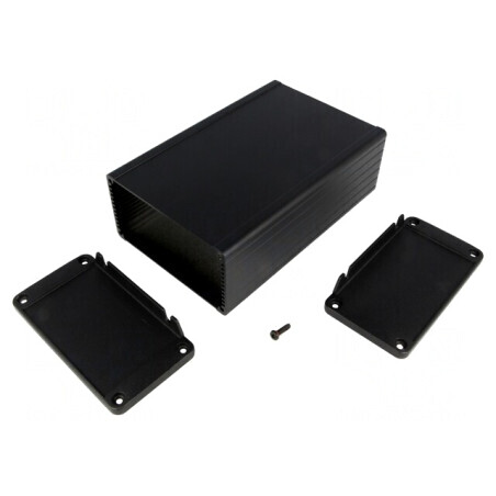 Carcasă cu Panou și Lame de Fixare, 104mm x 160mm, IP65, Negru | Electronic-mag.ro | Componente Electronice