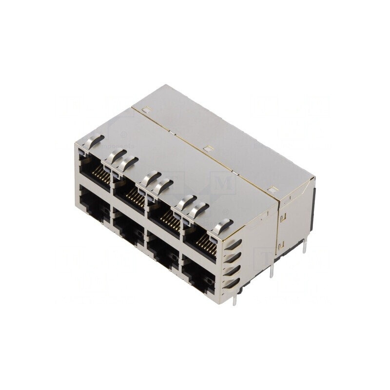 Soclu RJ45 Ecranat cu LED 8p8c THT | Electronic-mag.ro | Componente Electronice