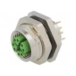 Soclu M12 8 pini mamă panou THT | Electronic-mag.ro | Componente Electronice