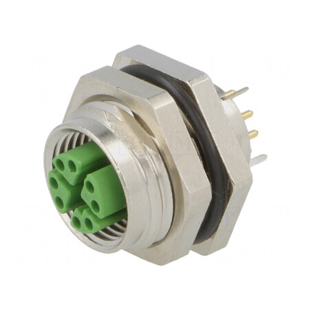 Soclu M12 8 pini mamă panou THT | Electronic-mag.ro | Componente Electronice